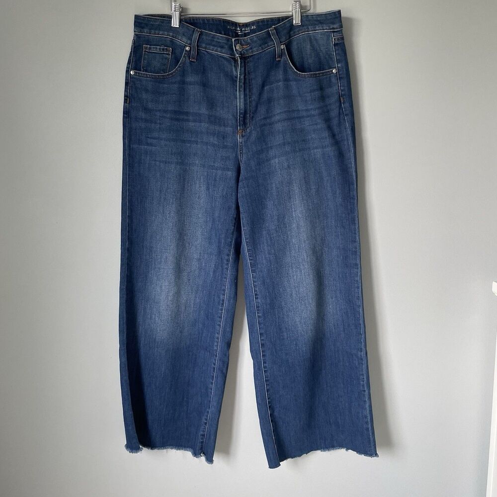 Chico's High-Rise Wide Leg Denim Jeans Pants Cotton Blend Blue Women's Size 16
